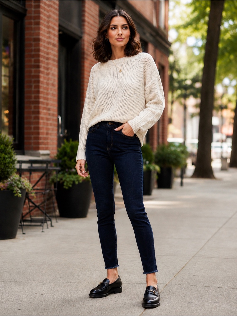 MICHAEL KORS Dark Wash Mid Rise Skinny Jeans Gold Signature Logo Timeless